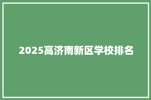2025高济南新区学校排名