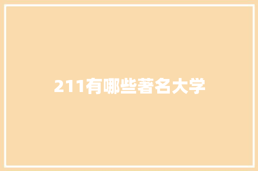 211有哪些著名大学
