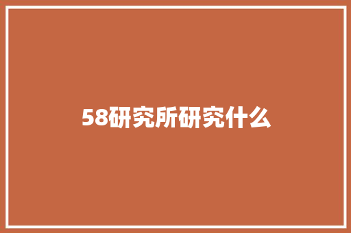 58研究所研究什么