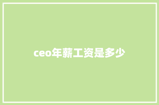 ceo年薪工资是多少