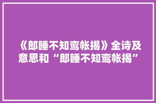 《郎睡不知鸾帐揭》全诗及意思和“郎睡不知鸾帐揭”的拼音注释