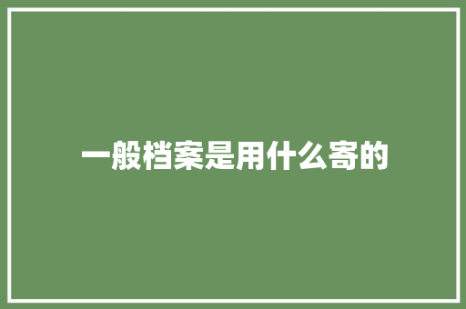 一般档案是用什么寄的