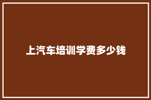 上汽车培训学费多少钱 工作总结