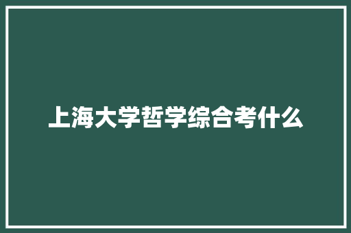 上海大学哲学综合考什么