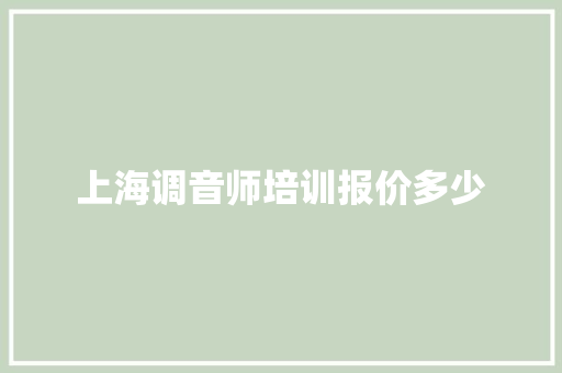 上海调音师培训报价多少 会议纪要