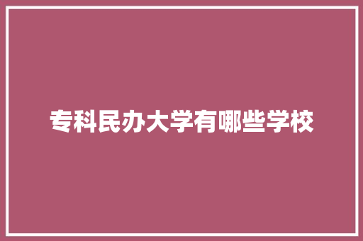 专科民办大学有哪些学校