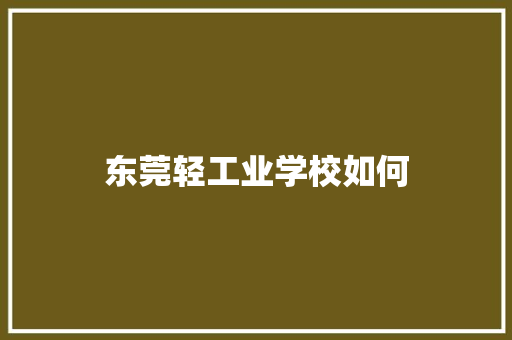东莞轻工业学校如何