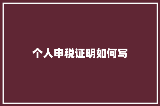 个人申税证明如何写