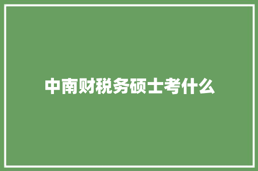 中南财税务硕士考什么