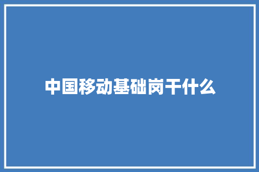 中国移动基础岗干什么