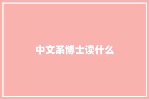 中文系博士读什么