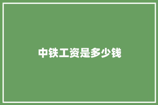 中铁工资是多少钱