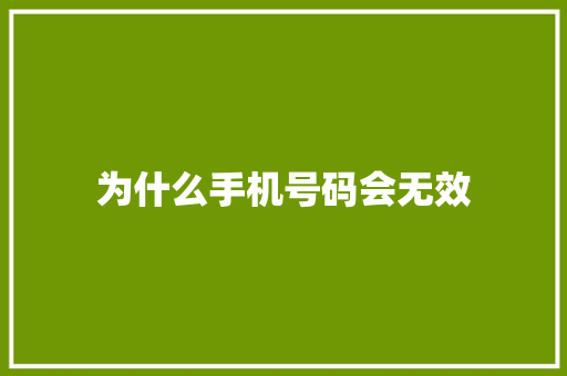 为什么手机号码会无效