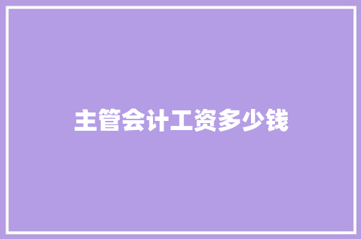 主管会计工资多少钱 工作总结