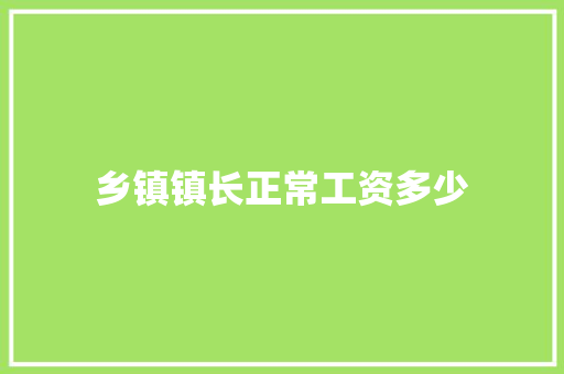 乡镇镇长正常工资多少