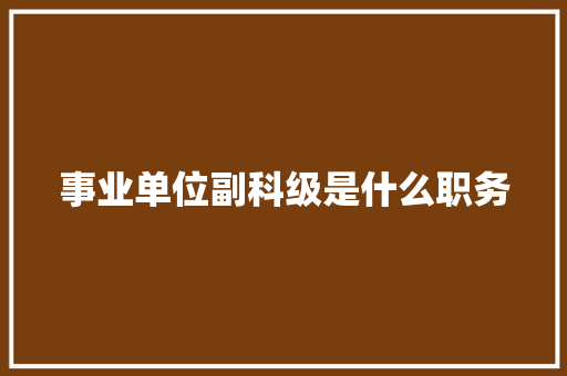 事业单位副科级是什么职务
