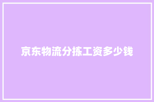 京东物流分拣工资多少钱 职场写作