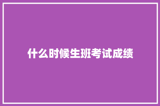什么时候生班考试成绩 职场写作