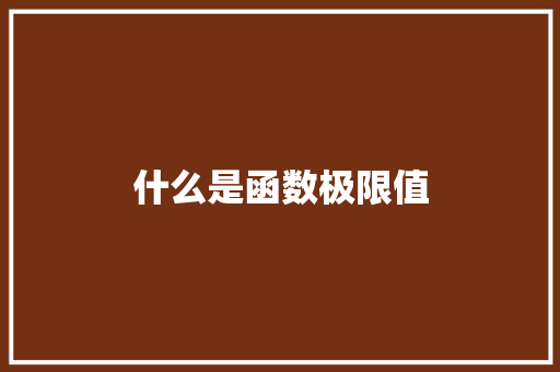 什么是函数极限值
