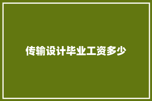 传输设计毕业工资多少