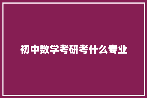 初中数学考研考什么专业 工作总结