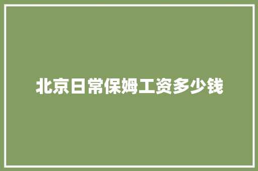 北京日常保姆工资多少钱