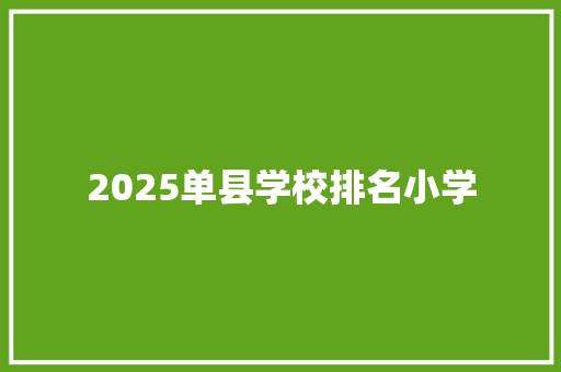 2025单县学校排名小学