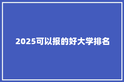 2025可以报的好大学排名