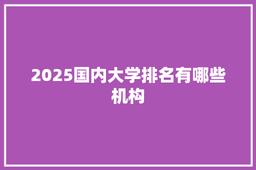2025国内大学排名有哪些机构