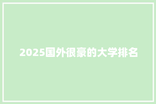 2025国外很豪的大学排名