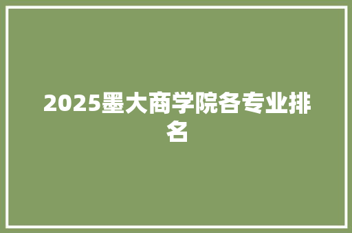 2025墨大商学院各专业排名