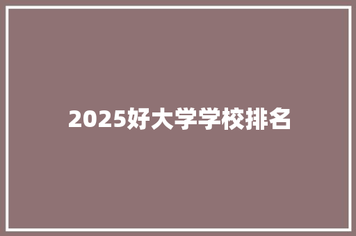 2025好大学学校排名