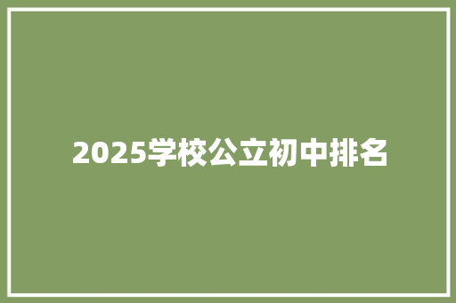 2025学校公立初中排名