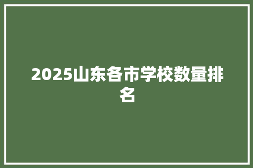2025山东各市学校数量排名
