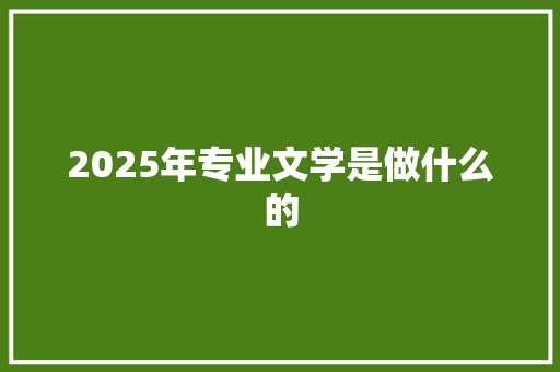 2025年专业文学是做什么的