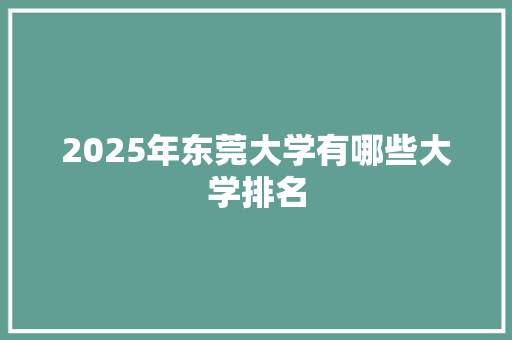 2025年东莞大学有哪些大学排名