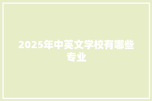 2025年中英文学校有哪些专业