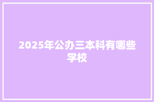 2025年公办三本科有哪些学校