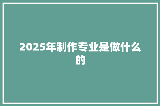 2025年制作专业是做什么的