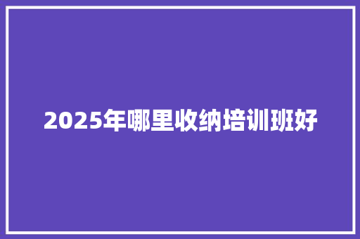 2025年哪里收纳培训班好