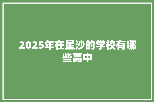 2025年在星沙的学校有哪些高中