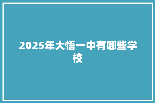 2025年大悟一中有哪些学校