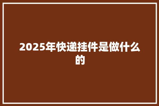 2025年快递挂件是做什么的
