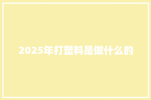2025年打塑料是做什么的