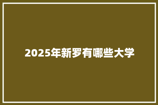2025年新罗有哪些大学