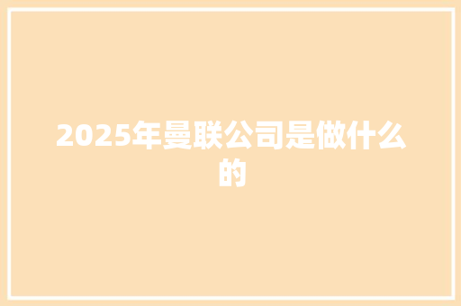 2025年曼联公司是做什么的
