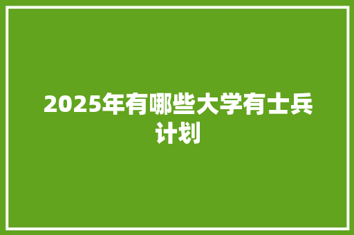 2025年有哪些大学有士兵计划