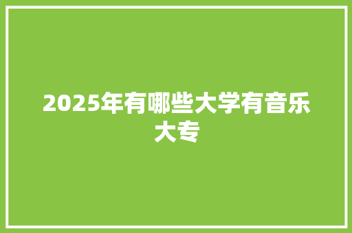2025年有哪些大学有音乐大专
