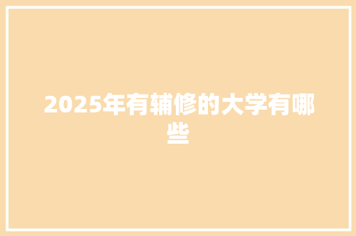 2025年有辅修的大学有哪些