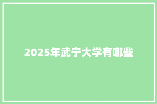 2025年武宁大学有哪些